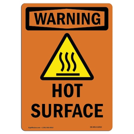 OSHA WARNING Sign, Hot Surface W/ Symbol, 5in X 3.5in Decal, 10PK